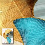 Blue Green Yellow Gold Plant Leaf Abstract Poster Nordic Canvas Print Wall Art Painting Modern Picture Living Room Decoration